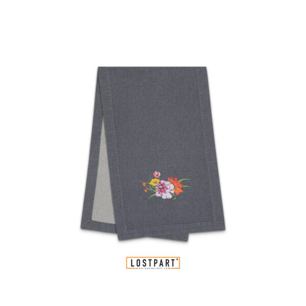 114-Buket Desenli Runner - Açık Gri